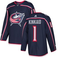 Adidas Blue Columbus Blue Jackets #1 Keith Kinkaid Navy Blue Home Authentic Stitched NHL Jersey