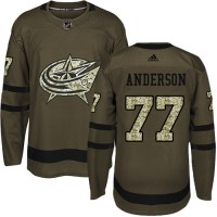 Adidas Blue Columbus Blue Jackets #77 Josh Anderson Green Salute to Service Stitched NHL Jersey
