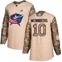 Adidas Blue Columbus Blue Jackets #10 Alexander Wennberg Camo Authentic 2017 Veterans Day Stitched NHL Jersey