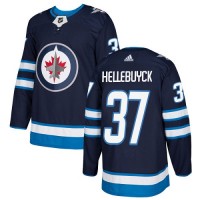 Adidas Winnipeg Jets #37 Connor Hellebuyck Navy Blue Home Authentic Stitched NHL Jersey