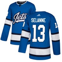 Adidas Winnipeg Jets #13 Teemu Selanne Blue Alternate Authentic Stitched NHL Jersey
