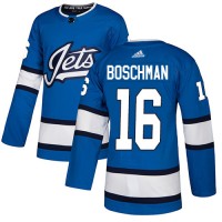 Adidas Winnipeg Jets #16 Laurie Boschman Blue Alternate Authentic Stitched NHL Jersey