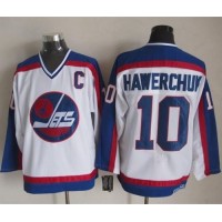 Winnipeg Jets #10 Dale Hawerchuk White/Blue CCM Throwback Stitched NHL Jersey