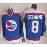 Winnipeg Jets #8 Teemu Selanne Blue/White CCM Throwback Stitched NHL Jersey