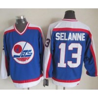 Winnipeg Jets #13 Teemu Selanne Blue/White CCM Throwback Stitched NHL Jersey