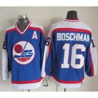 Winnipeg Jets #16 Laurie Boschman Blue/White CCM Throwback Stitched NHL Jersey