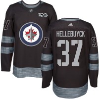 Adidas Winnipeg Jets #37 Connor Hellebuyck Black 1917-2017 100th Anniversary Stitched NHL Jersey
