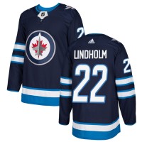 Adidas Winnipeg Jets #22 Par Lindholm Navy Blue Home Authentic Stitched NHL Jersey