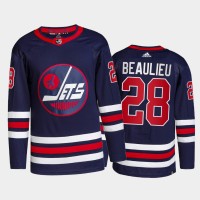 Adidas Winnipeg Jets #28 Nathan Beaulieu Men's 2021-22 Alternate Authentic NHL Jersey - Navy