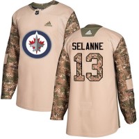 Adidas Winnipeg Jets #13 Teemu Selanne Camo Authentic 2017 Veterans Day Stitched NHL Jersey