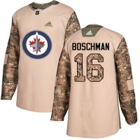 Adidas Winnipeg Jets #16 Laurie Boschman Camo Authentic 2017 Veterans Day Stitched NHL Jersey