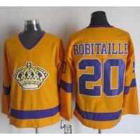 Los Angeles Kings #20 Luc Robitaille Yellow/Purple CCM Throwback Stitched NHL Jersey