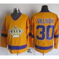 Los Angeles Kings #30 Rogie Vachon Yellow/Purple CCM Throwback Stitched NHL Jersey