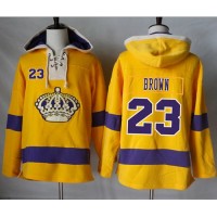 Los Angeles Kings #23 Dustin Brown Gold Sawyer Hooded Sweatshirt Stitched NHL Jersey