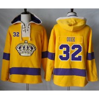 Los Angeles Kings #32 Jonathan Quick Gold Sawyer Hooded Sweatshirt Stitched NHL Jersey