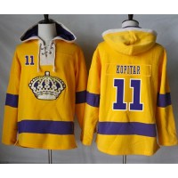 Los Angeles Kings #11 Anze Kopitar Gold Sawyer Hooded Sweatshirt Stitched NHL Jersey