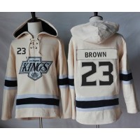 Los Angeles Kings #23 Dustin Brown Cream Sawyer Hooded Sweatshirt Stitched NHL Jersey