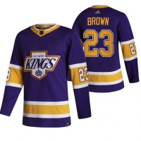 Los Angeles Los Angeles Kings #23 Dustin Brown Black Men's Adidas 2020-21 Reverse Retro Alternate NHL Jersey