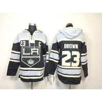Los Angeles Kings #23 Dustin Brown Black Sawyer Hooded Sweatshirt Stitched NHL Jersey