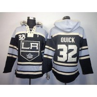 Los Angeles Kings #32 Jonathan Quick Black Sawyer Hooded Sweatshirt Stitched NHL Jersey