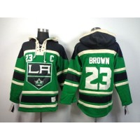 Los Angeles Kings #23 Dustin Brown Green St. Patrick's Day McNary Lace Hoodie Stitched NHL Jersey