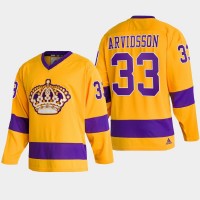 Adidas Los Angeles Kings #33 Viktor Arvidsson Team Classics Gold Men's NHL 2022 Throwback Jersey