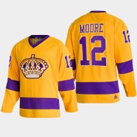Adidas Los Angeles Kings #12 Trevor Moore Team Classics Gold Men's NHL 2022 Throwback Jersey