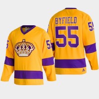 Adidas Los Angeles Kings #55 Quinton Byfield Team Classics Gold Men's NHL 2022 Throwback Jersey