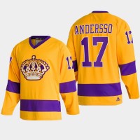 Adidas Los Angeles Kings #17 Lias Andersson Team Classics Gold Men's NHL 2022 Throwback Jersey