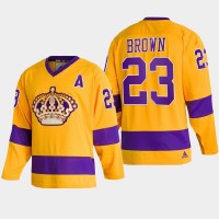 Adidas Los Angeles Kings #23 Dustin Brown Team Classics Gold Men's NHL 2022 Throwback Jersey