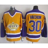 Los Angeles Kings #30 Rogie Vachon Yellow CCM Throwback Stitched NHL Jersey