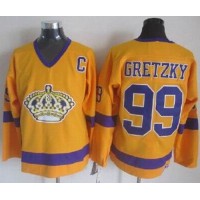 Los Angeles Kings #99 Wayne Gretzky Yellow CCM Throwback Stitched NHL Jersey
