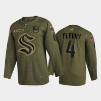 Seattle Seattle Kraken #4 Haydn Fleury Men's Adidas Veterans Day 2022 Military Appreciation NHL Jersey - Olive