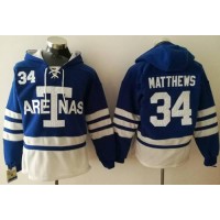 Toronto Maple Leafs #34 Auston Matthews Blue Sawyer Hooded Sweatshirt 1918 Arenas Throwback Stitched NHL Jersey