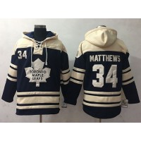 Toronto Maple Leafs #34 Auston Matthews Blue Sawyer Hooded Sweatshirt Stitched NHL Jersey