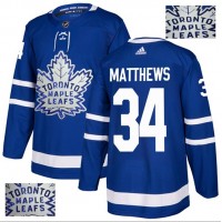 Adidas Toronto Maple Leafs #34 Auston Matthews Blue Home Authentic Fashion Gold Stitched NHL Jersey