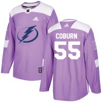 Adidas Tampa Bay Lightning #55 Braydon Coburn Purple Authentic Fights Cancer Stitched NHL Jersey