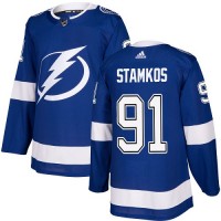 Adidas Tampa Bay Lightning #91 Steven Stamkos Blue Home Authentic Stitched NHL Jersey