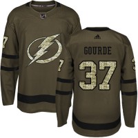 Adidas Tampa Bay Lightning #37 Yanni Gourde Green Salute to Service Stitched NHL Jersey