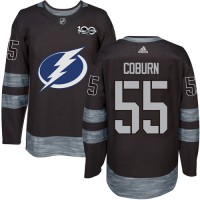 Adidas Tampa Bay Lightning #55 Braydon Coburn Black 1917-2017 100th Anniversary Stitched NHL Jersey