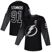 Adidas Tampa Bay Lightning #91 Steven Stamkos Black Alternate Authentic Stitched NHL Jersey