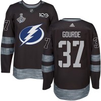 Adidas Tampa Bay Lightning #37 Yanni Gourde Black 1917-2017 100th Anniversary 2020 Stanley Cup Champions Stitched NHL Jersey