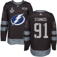 Adidas Tampa Bay Lightning #91 Steven Stamkos Black 1917-2017 100th Anniversary 2020 Stanley Cup Champions Stitched NHL Jersey