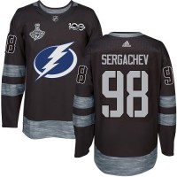 Adidas Tampa Bay Lightning #98 Mikhail Sergachev Black 1917-2017 100th Anniversary 2020 Stanley Cup Champions Stitched NHL Jersey