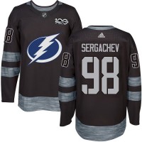 Adidas Tampa Bay Lightning #98 Mikhail Sergachev Black 1917-2017 100th Anniversary Stitched NHL Jersey