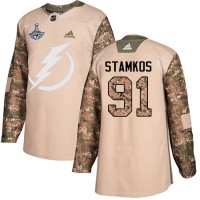 Adidas Tampa Bay Lightning #91 Steven Stamkos Camo Authentic 2017 Veterans Day 2020 Stanley Cup Champions Stitched NHL Jersey