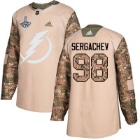 Adidas Tampa Bay Lightning #98 Mikhail Sergachev Camo Authentic 2017 Veterans Day 2020 Stanley Cup Champions Stitched NHL Jersey