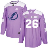 Adidas Tampa Bay Lightning #26 Martin St. Louis Purple Authentic Fights Cancer Stitched NHL Jersey