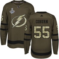 Adidas Tampa Bay Lightning #55 Braydon Coburn Green Salute to Service 2020 Stanley Cup Champions Stitched NHL Jersey