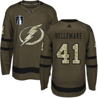 Adidas Tampa Bay Lightning #41 Pierre-Edouard Bellemare Green 2022 Stanley Cup Final Patch Salute to Service Stitched NHL Jersey